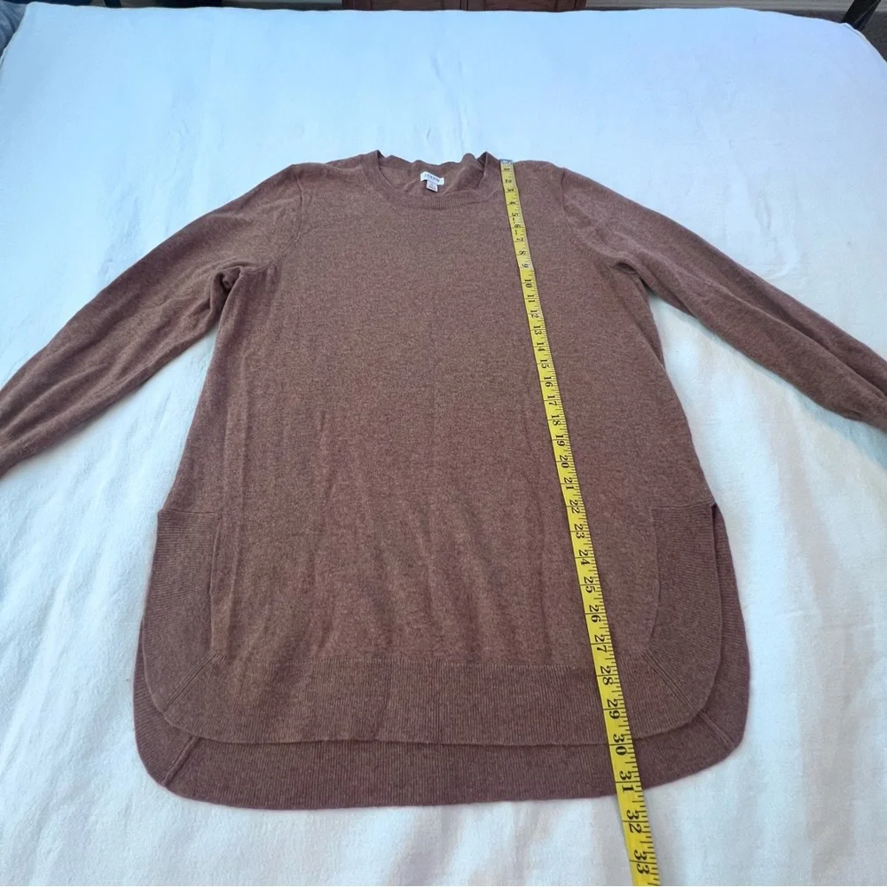 J. Crew Wool Blend Tunic Sweater Crewneck Rounded Hem in Heather Camel Women’s L